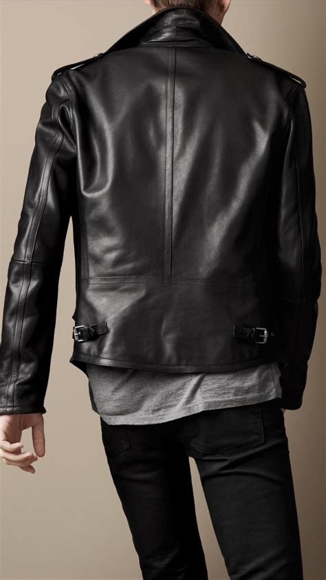 burberry brit black zipper leather biker jacket|burberry cashmere cape jacket.